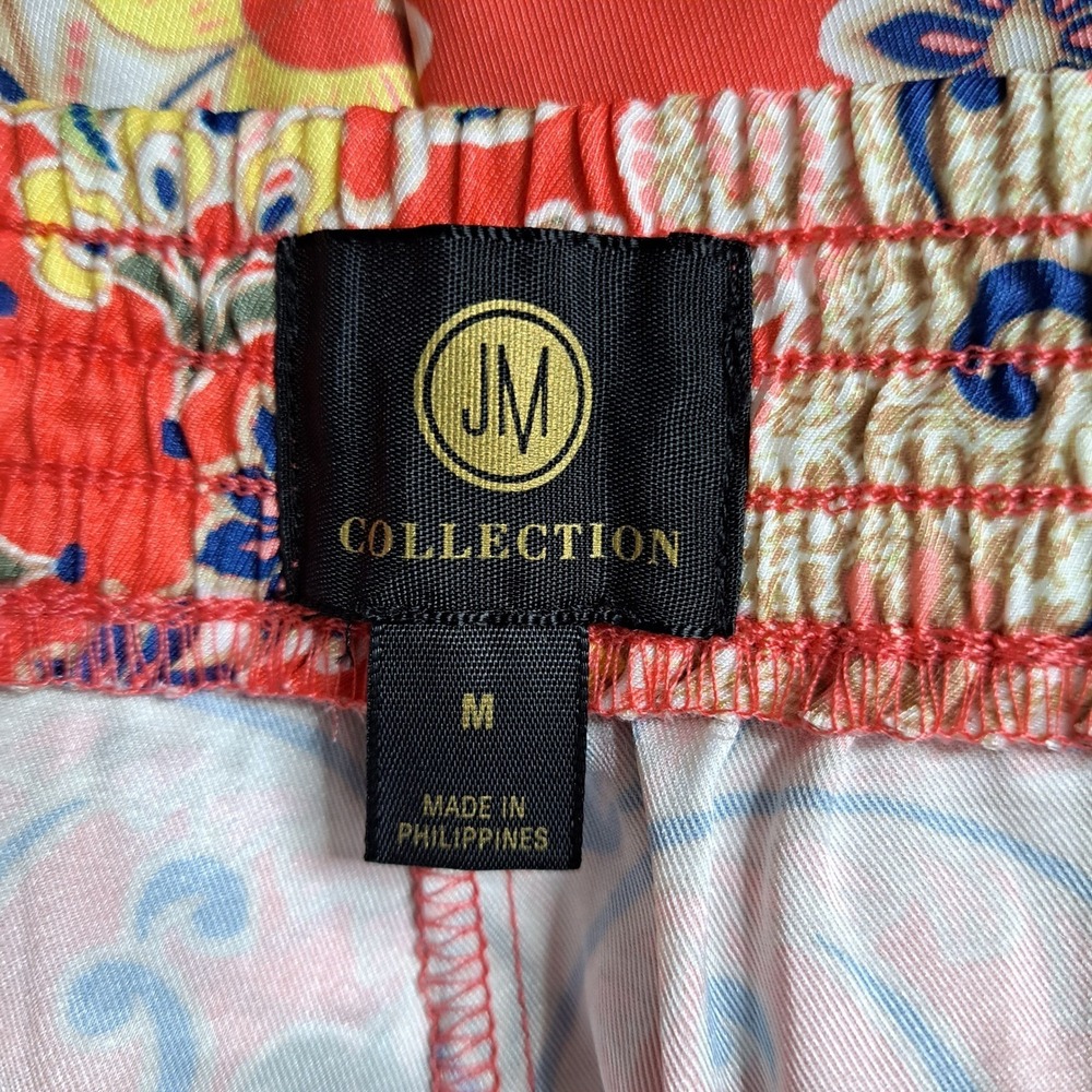 JM Collection Wide‎ Leg Pants Womens Medium Coral Paisley Floral Boho Print NWT - Picture 12 of 15